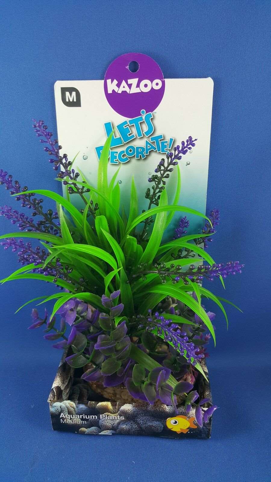 Kazoo aquarium plant, medium size, green & purple leaves with solid pebble base