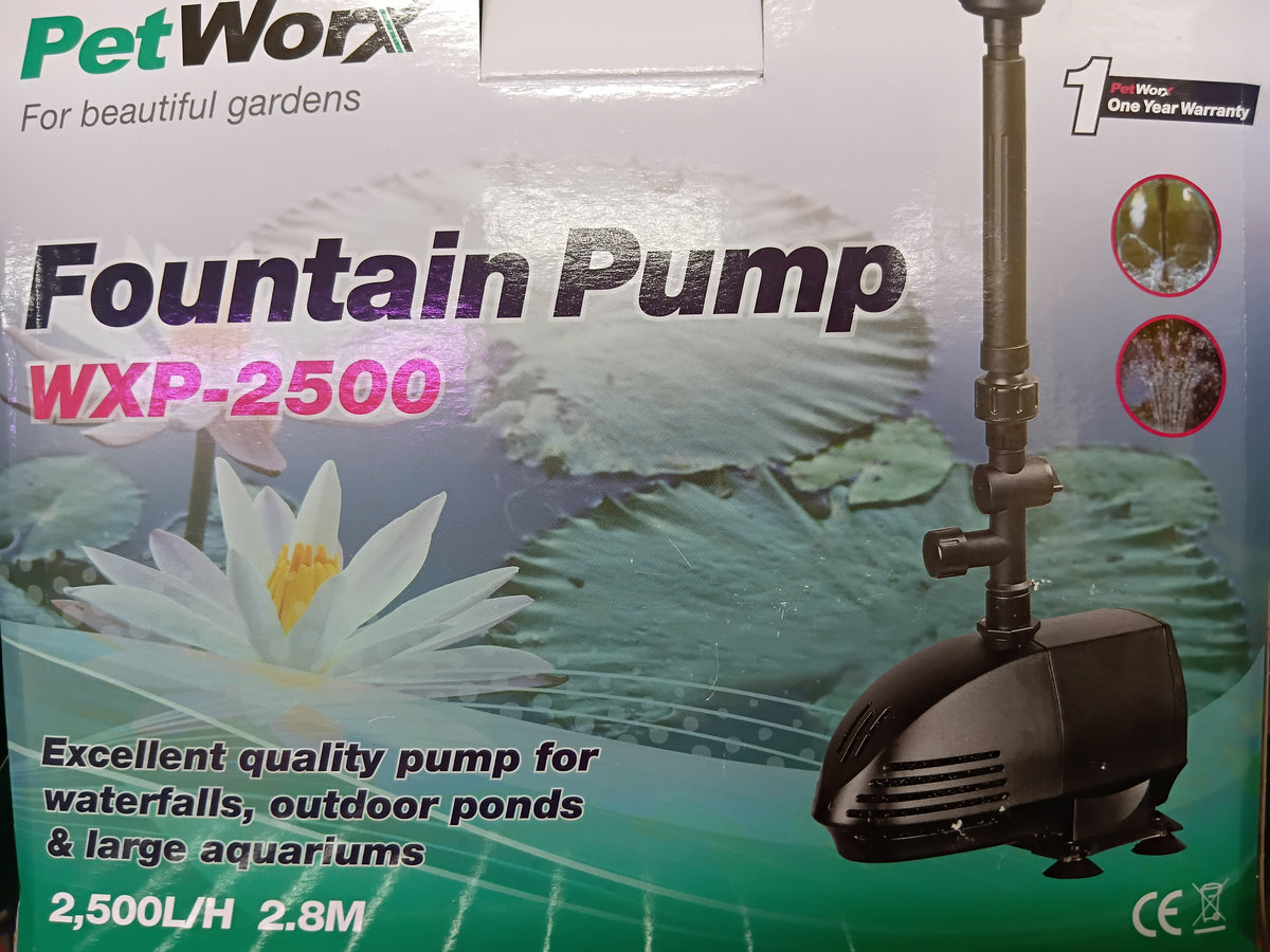 Petworx Garden Pond Fountian Pump 2,500lph, 1 year Australian warranty