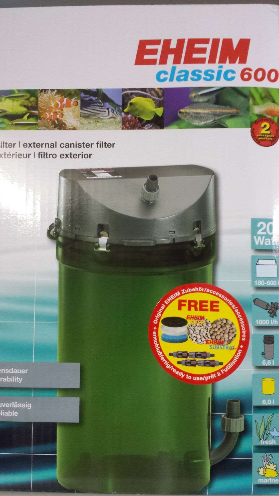 New Eheim External 2217 600 with Biological media, taps and hoses 2 yr warranty