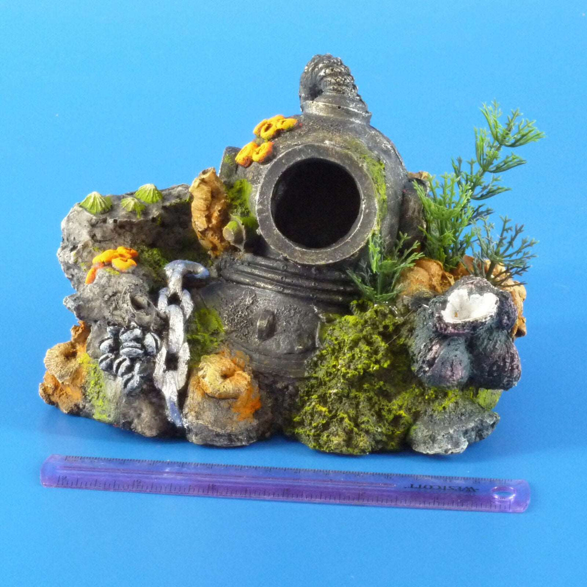 Kazoo Diver’s Helmet with Plants Small Aquarium Ornament