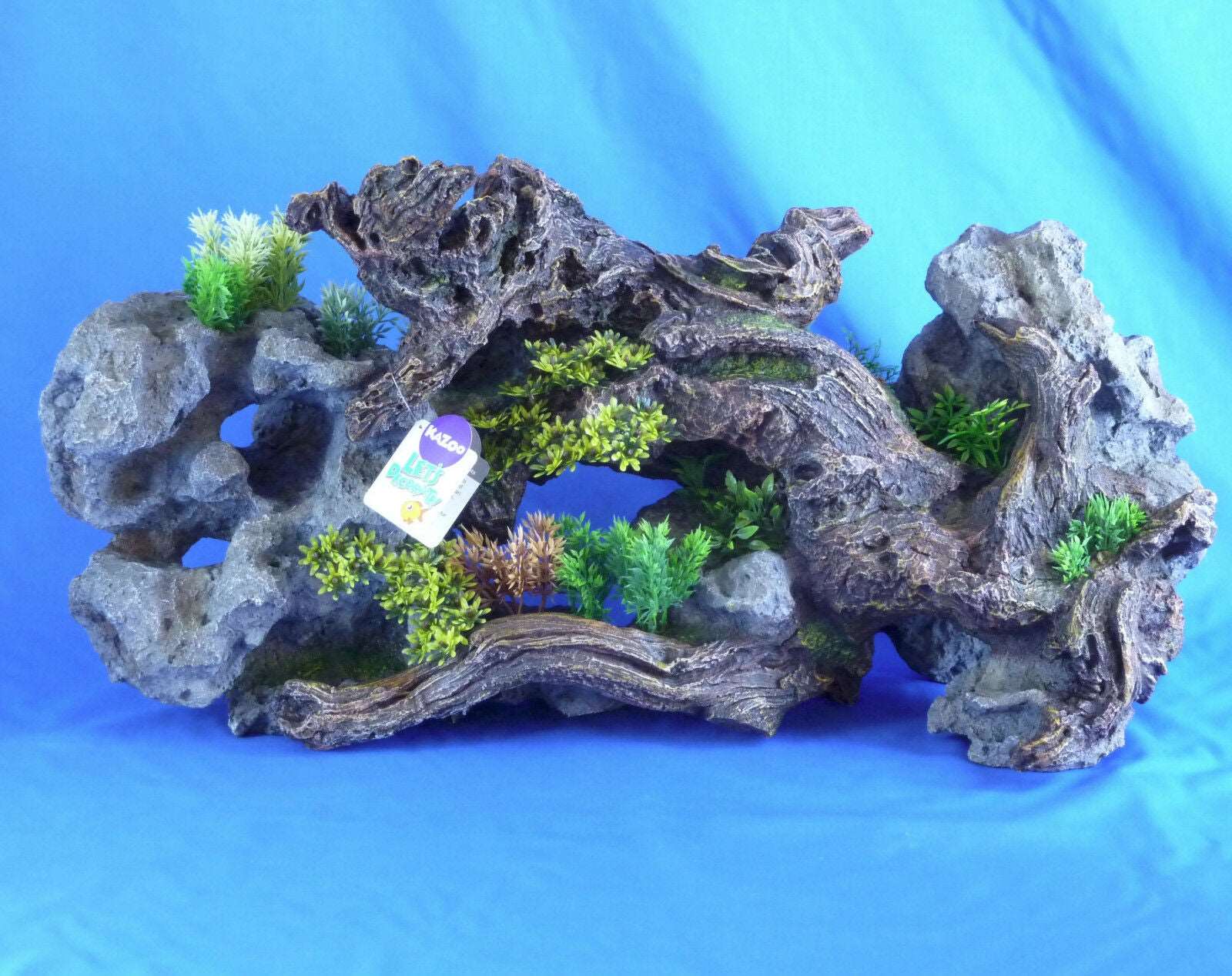 New Kazoo Driftwood with Rock and Plants Centrepiece Aquarium Ornament