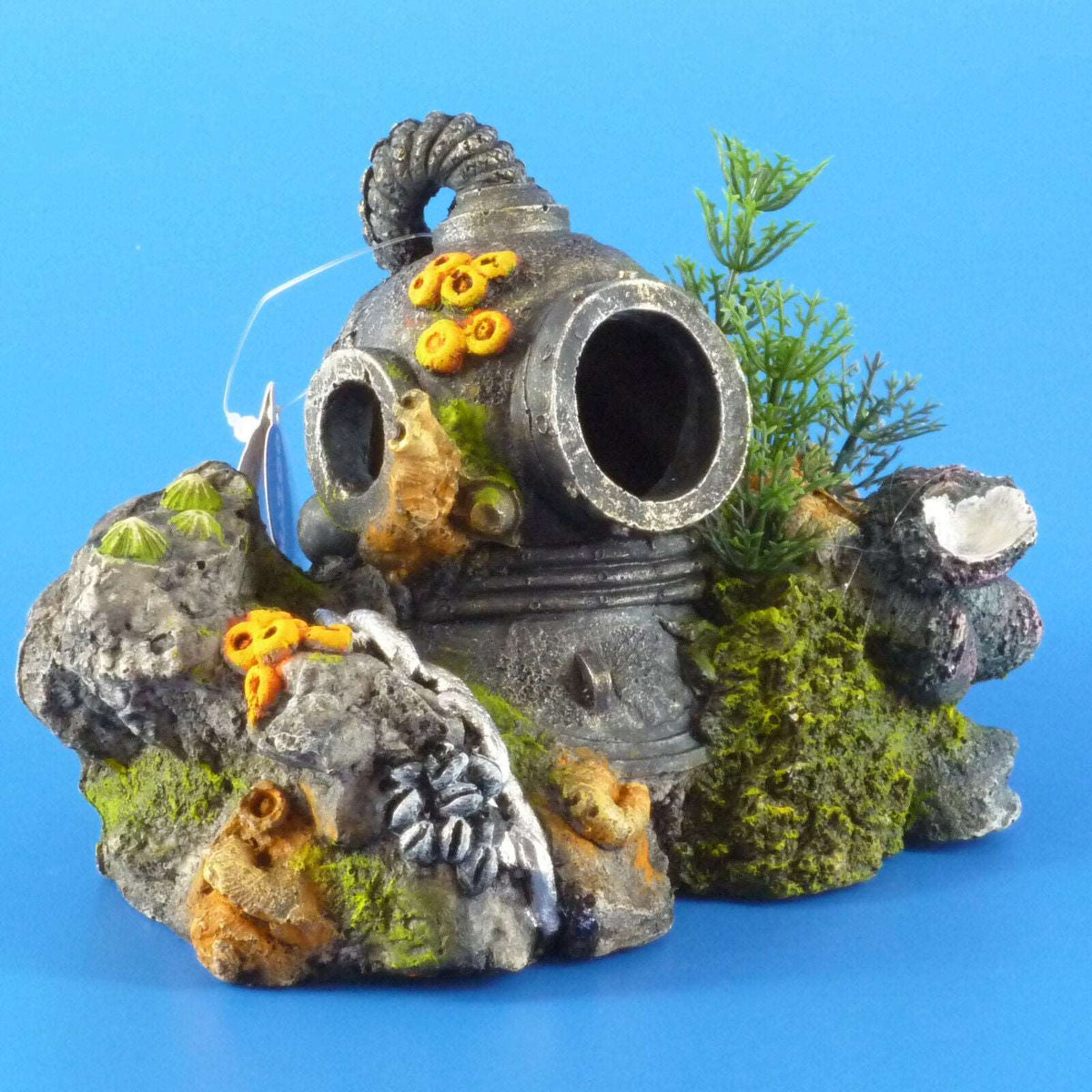 Kazoo Diver’s Helmet with Plants Small Aquarium Ornament