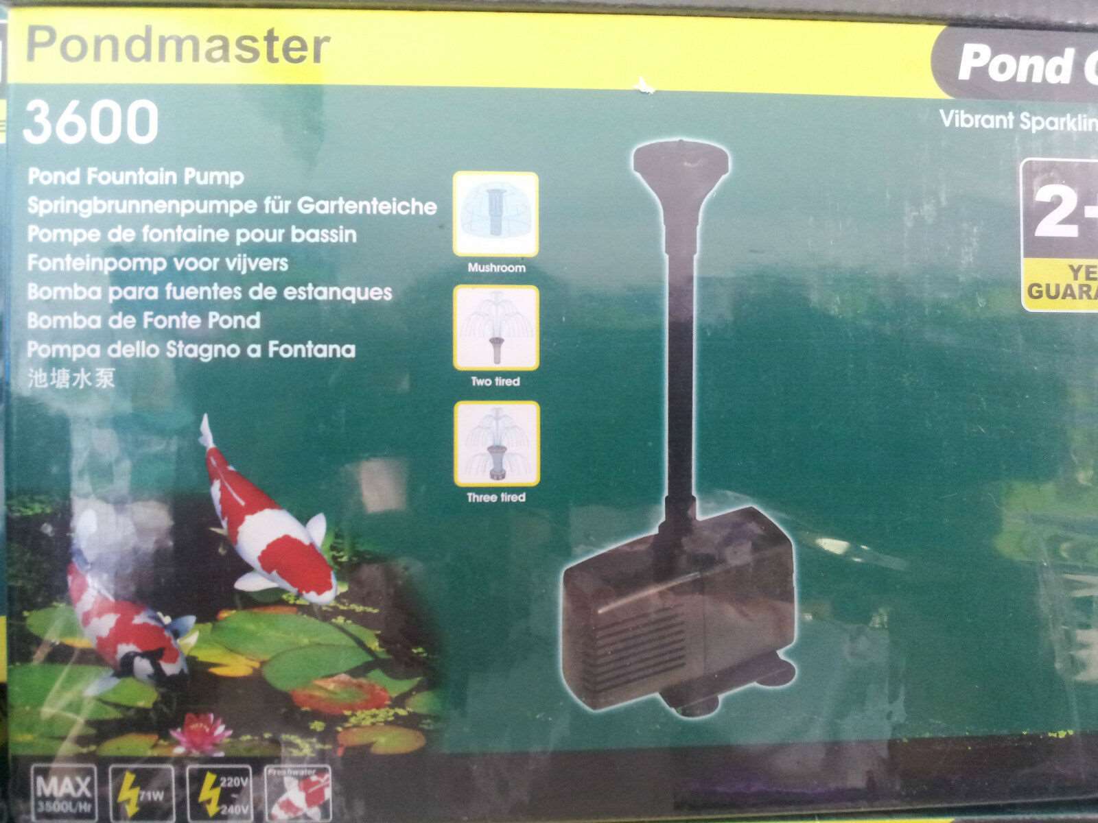 Garden Pond Fountian Pump 3500lph, 3 year Australian warranty 24v